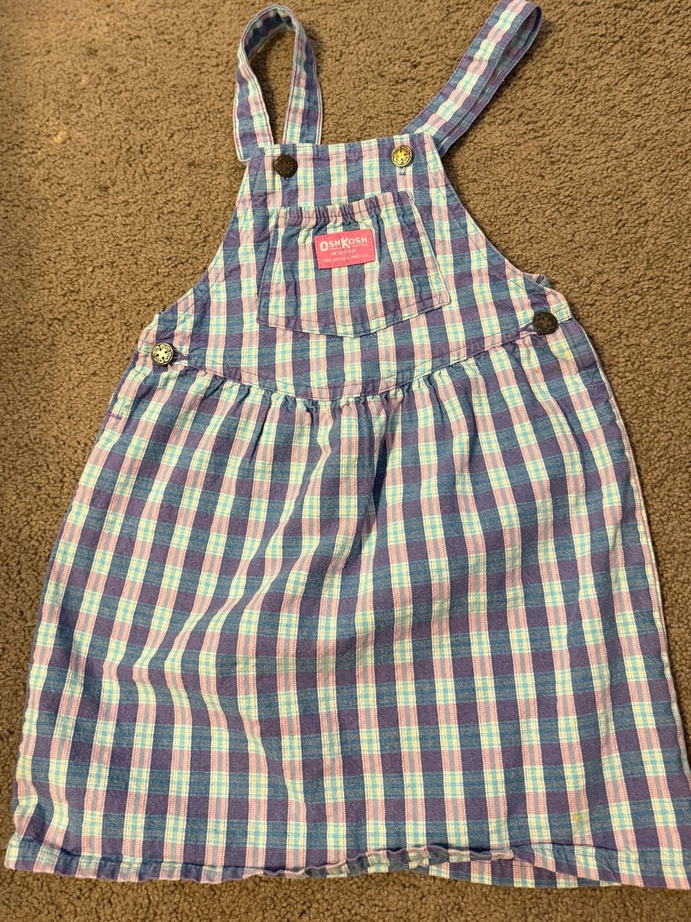 Osh Kosh B’Gosh Vintage Vestbak Pink Purple Plaid dress